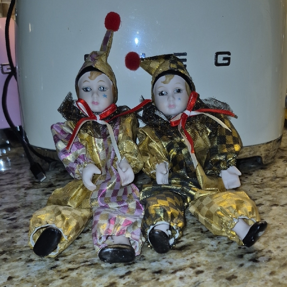 Vintage Harlequin Clown Dolls